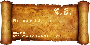 Milosev Béla névjegykártya